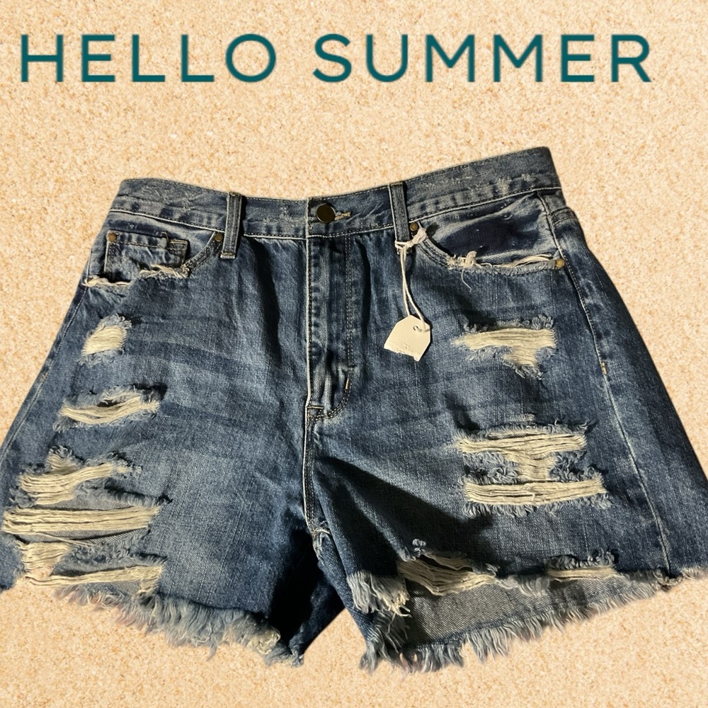 NWT Petra 153 Distressed Denim Jean Shorts, . Designed in L A